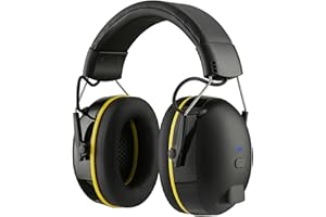 QEANY Gehörschutz mit Bluetooth 5.4, 120 Stunden Betriebsdauer, HiFi-Lautsprecher/integriertes Mikrofon, 30 dB SNR, Idealer Sicherheits-Ohrenschützer zum Mähen, Holzbearbeitung und Landschaftsbau