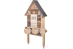 CULT at home Insektenhotel groß XXL stehend - mit Erdspieß - Insektenhaus Gesamthöhe 77 cm – Hummelhaus Wildbienenhaus Bienenhaus Marienkäferhaus Nistkasten und Deko für Garten und Balkon