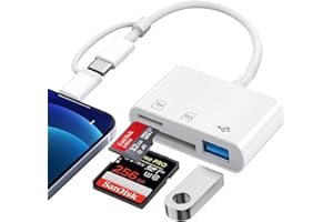 LUONANAVA SD Card Reader for iPhone iPad, Lightning USB C SD Card Reader, 3 in 1 Camera Card Viewer Reader with SD/Micro SD & USB Port, Memory Card Reader for iPhone/iPad/Macbook/Android/Samsung/Camera