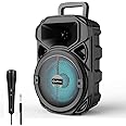 pTron Fusion Maxx V2 20W Bluetooth Wireless Party Speaker with Wired Karaoke Mic, 20Hrs Playtime, Immersive Sound, RGB Lights, BT V5.2, 3.5mm AUX, USB, Micro SD Card Slot & Integrated Controls (Black)
