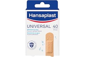 HANSAPLAST UNIVERSAL - Pansements Prédécoupés - Résistants à l'Eau et à la Poussière - Pansements Couleur Chair - 40 Pansements Taille Moyenne
