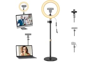 AYIZON Support lumineux pour webcam, anneau lumineux de 26 cm avec support de bureau et support magnétique compatible avec Logitech C920 StreamCam C922 C930 C925 C615 BrioWebcams