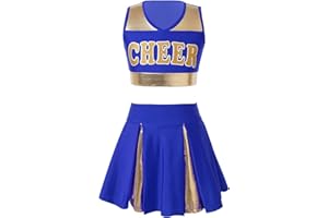 Manyakai Mädchen Cheer Leader Outfit Kinder Ärmellos Crop Top Mit Faltenrock Cheerleading Karneval Fasching Party Halloween Set Wett­be­werb Kleidung