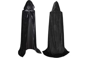 TENUEVO Umhang mit Kapuze, Halloween Schwarzer Cape Vampir Kostüm für Damen Herren Erwachsene und Kinder, Darth Vader Cape Mittelalter Mantel für Halloween Karneval Cosplay