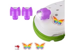 SUPERNIGHT Headlights for Croc, 2Pcs Croc Lights for Shoes and 2Pcs Luminous Shoe Charms Decoration for Dog Walking, Handy Camping, Home Life, IPX5 Waterproof, Ultra Bright and Long Lasting