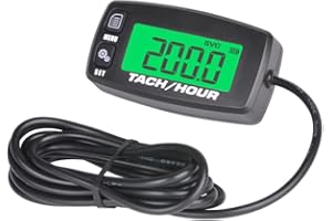 Yooreal Tachymètre numérique compteur horaire,Alerte d’entretien,Batterie remplaçable pour tracteur de pelouse Générateur Mini vélo tronçonneuse ATV Moteur hors-bord Motoneige (HM032A Noir)
