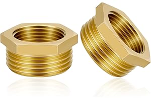 Flintronic 2 Pezzi Riduttore in Ottone Adattatore, 1/2 a 3/4 Pollice (AG Ø 32mm x IG Ø 20mm), Boccola Esagonale Raccordo per Tubi Filettato, per Acqua Potabile e il Collegamento di Tubi