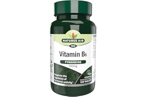 Natures Aid Vitamin B6 100mg – High Strength Pyridoxine – Supports Energy, Hormonal Balance & Nervous System – Vegan, Gluten-Free, Non-GMO Daily Food Supplement – 100 Tablets