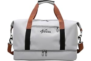 MUPACK Fresion Sac De Sport Voyage pour Homme Et Femme - avec Compartiment à Chaussures Et Compartiment Humide - Sac De Fitness,Sac D'EntraîNement,Sac De Fitness Unisexe Weekend,Sac à Main,Grand,Gris