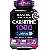 Bandini® L CARNITINA 1000 | 100 Compresse con Carnipure® (100 dosi, 100 giorni) | Integratore con L-Carnitina Tartrato Vegan 