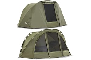 ‎LUCX Lucx® Puma Bivvy + Winterskin Angelzelt inkl. Überwurf Karpfenzelt + Skin Carp Dome + Overwrap 1 Person Zelt 10.000mm Wassersäule