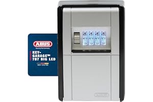 ABUS KeyGarage 787 Big LED - skrzynka na klucze do monta?u na ?cianie – z pod?wietlanymi rolkami liczbowymi – na maks. 50 kluczy – czarno-srebrna