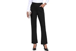 GRECERELLE Stoffhose Anzughose Business Casual Hose Elegant Damen Elastischer Bund mit Taschen und Knöpfen