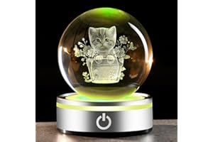 IFOLAINA 3D Cat Lover Gifts for Women Cat Figurines in Crystal Ball Décor with Stand Cat Collectibles Themed Gift for Women Kids