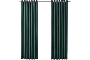 Olivia Rocco Blackout Eyelet Curtains Black Out Thermal Ring Top Curtain Pair Window Treatment Living Room Bedroom, 90" (Width) x 90" (Drop) Emerald Green