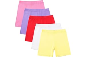 duxyoz 5 Pack Girls Cycling Shorts Breathable Safety Dance Dress Short Kids Children Teen Cotton Stretchy Undershorts Multipack Cartwheel Bike Shorts Summer Clothes Set Multicolor 5-14 Years