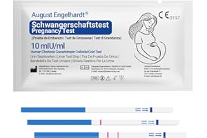 AUGUST ENGELHARDT 20 x paski testowe ciążowe 10 mIU/ml – Made in Canada – ponad 99% dokładności – ultrawczesny test – czuły test moczu hCG do domu, życzenia dziecka i wczesne wykrywanie