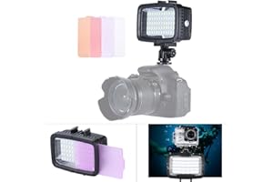 Andoer Dauerlicht Set Ultra Bright 1800LM 3 Modi Wasserdicht Unterwasse 60 LED Tauchausfüllleuchte Video Studio Fotolampe für GoPro Hero Xiaomi Yi SJCAM Action Cam für DSLR Kamera mit Hot Shoe Mount