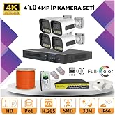 Go Vision 4'l&uuml; G&uuml;venlik Ip Kamera Seti - 4mp Dış Mekan Kamera, 3.6mm Lens, H.265, Poe, Warm LED Gece G&ouml;r&uuml;şl&uuml;