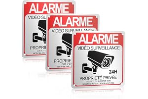 NOPVUFA 3 Stycken Videoövervakning Skylt Exteriör Interiör 15x15 cm 24 Timmar Aluminium Skylt Privat Egendom Vattentät med Självhäftande och Förborrade Hål