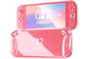 FIWWAT Hülle für Nintendo Switch 2 2025, ergonomisches Griffdesign, klare weiche TPU Schutzhülle für Switch 2, Kratzfest, Rosa