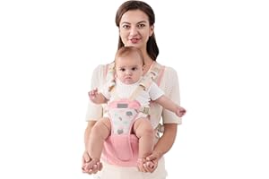 SONARIN Traspirante Semplice Hipseat Marsupio,Marsupio Neonati con Sedile Multifunzionale Portantina Ergonomico Porta Bambino Fascia Porta Bebè per Neonati Bambini 0-36 Mesi(Rosa)