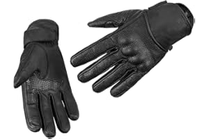 ADIX Sports - Black Leather Best Summer Motorbike Motorcycle Leather Gloves Protection Easy Wrist Fastening Touchscreen Sensor