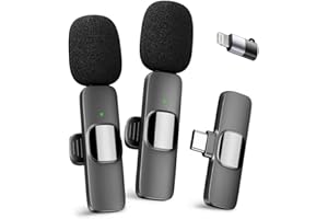 YRF Microphone for iPhone Android Mobile Phone, Wireless Lavalier Microphone, Plug & Play Mini Microphone 2.4GHz, USB-C & Lightning, Clip Microphone for Video Recording, TikTok, Vlogging, Interviews & Online Lessons