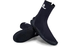 Two Bare Feet 5mm Neoprene Unisex Wetsuit Boots | Insulated for Diving, Snorkeling & Surfing | Non-Slip Sole, Flexible & Comfortable Design for Water Sports