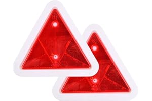 Duronge 2 Stück Dreieck Reflektor, Anhänger Reflektor Dreiecke, Rot Warndreieck, Dreieck-Rückstrahler für Anhänger, LKW, PKW, Wohnwagen, Straßenbau-, Straßenverkehrswarn- und Wartungsfahrzeugen