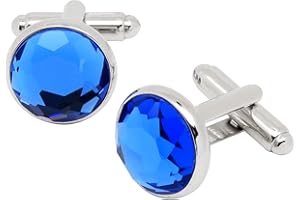 Jonwo Silver Tone Polyhedral Crystal Cufflinks for Men with Gift Box Round Arch Gemstone Men Cufflinks for Wedding Daily Tuxedo Shirt Party Birthday Anniversary Present