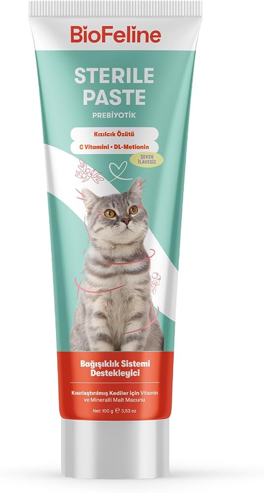 Biofeline Kısır Kediler İçin Multivitaminli Malt Macun 100g ve Sterile Paste