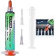 Sn42/Bi58 Syringe Tin Solder Paste,138°C Low Temperature Syringe Solder Paste,Flux Soldering Paste with 2 Needles and 1 Pusher,Needle Tube Maintenance Solder Paste for Bga,PCB, CPU, Led, SMT(15g)