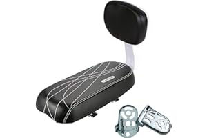 alouweekuky Siège De Vélo Enfant avec Dossier, Accoudoir Et Repose-Pieds Ensemble Enfants VTT Vélo PU Cuir Coussin Souple Siège Arrière Accessoires Ensemble