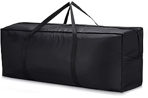 YANCLIFE Garden Cushion Storage Bag - Anti-UV Heavy Duty Waterproof Outdoor Furniture Cushion Storage Bag with Carry Handle & Zipper for Patio Seat Furniture Christmas Tree, 122 x 39 x 55 cm Black