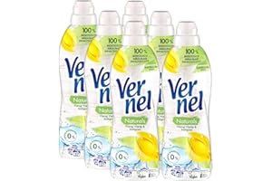 VERNEL Naturals veganer Weichspüler Ylang Ylang & Süßgras 6x 37 WL (222 Waschladungen), Wäscheduft mit 99% Inhaltsstoffen natürlichen Ursprungs, ohne Mikroplastik, recycelbar