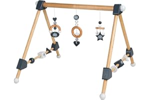 roba Baby Spielbogen aus Holz - Anhänger Set Rock Star Baby 3 - Activity Center ab 3 Monaten - Montessori Spielzeug - Holz natur / anthrazit, 1 Stück (1er Pack)
