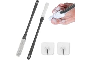JRJRN 2Pezzi Spazzola Pulizia delle Dita dei Piedi, Applicatore di Lozione Dita dei Piedi da Doccia, Spazzola Dita dei Piedi in Silicone con Manico Lungo 2 Ganci per Anziani Uomini Donne