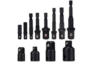 EVANCE 12pcs Adattatore a Bussola,1/4"/1/2"/3/8" Esagonale Adattatore, Punta Per Trapano Socket Ratchet Converter Riduttori Adattatori Tool Set