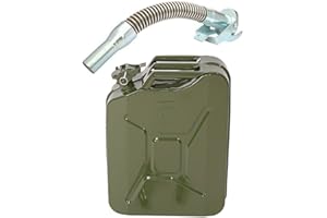 Karlhome 20 L Metal Gas Can Fuel Tank Can Petrol Diesel Storage Can Portable with Flexible Spout, for Automobile Vehicle Off Road Emergency Supply, Green