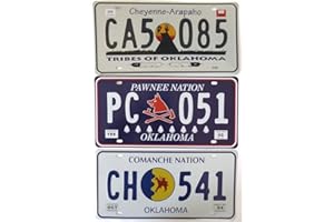 OPO 10 - Set di 3 targhe Metalliche per Auto USA - repliche di Vere targhe Americane Oklahoma
