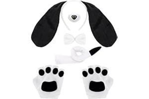 HIFOT 5 Piece Puppy Dog Costume Set - Animal Costume Accessories with Ears, Headband, Bow Tie, Tail, Fake Nose, Paw Gloves - Fancy Dress for Halloween, Cosplay & Party