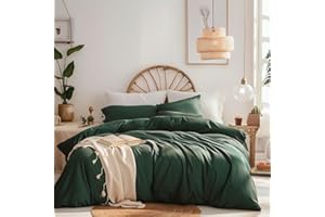 ‎LANQINGLV Lanqinglv Bettwäsche 200x200 cm Grün Dunkelgrün Microfaser ÖKO-TEX Bettwäsche-Sets Doppelbett Bettbezug mit Reißverschluss und 2 Kissenbezüge 80x80 cm - Romantisch und Elegant