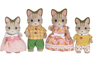 Sylvanian Families - La famille Chat Tigré - Set 4 figurines - Plongez dans l'univers de la famille Sylvanian - Figurines animaux miniatures - Jouet enfant 3 ans et + - 5180