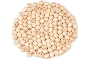 EVYIENEN 200 Stück x 14mm Natur Holzkugeln mit Loch，Groß Holzkugeln mit loch 3mm zum Basteln Auffädeln Armbänder Halsketten DIY Handwerk