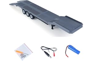 wheelfun Huina 1501 - Pianale per semirimorchio in plastica da 73,5 cm, per trattore e camion con telecomando da 1/18", supporto elettronico per hobby per adulti (grigio)