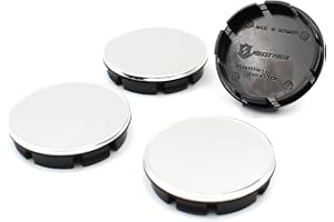 FINEST FOLIA 4 x dekielki na felgi o średnicy 56 mm, 60 mm, tworzywo sztuczne ABS aluminiowe zaślepki kołpaki na felgi uniwersalne akcesoria samochodowe (chrom, 60mm Ø)