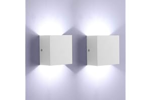 Glighone Apliques Pared Interior Lámpara de pared Dormitorio Moderna LED Arriba Abajo Lámpara para Dormitorio Escalera Sala de Estar, Blanco Frío 2piezas