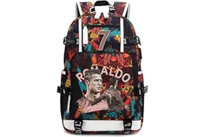 FANWENFENG Lorh's store Joueur de Football étoile Cristiano Ronaldo Sac à Dos Multifonction CR7 Voyage étudiant Sac à Dos Fans Bookbag pour Hommes Femmes (Style 2)