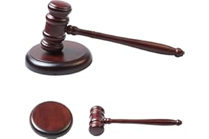 MEGYAD Richterhammer Holz Richter Hammer Set: Richterhammer und Resonanzblock aus Holz mit Sound Block Auktion Hammer, Auktionshammer Set für Richter Anwälte Meeting Auktion Verkauf und Geschenke Rot